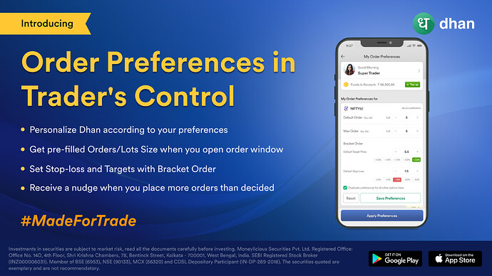 Order Preferences in Trader's control